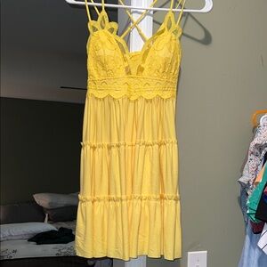 Zenana Outfitters Yellow Lace Mini Dress